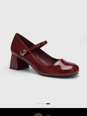 NWT Cider Patent Mary Jane Block Heel Pumps in Burgundy
